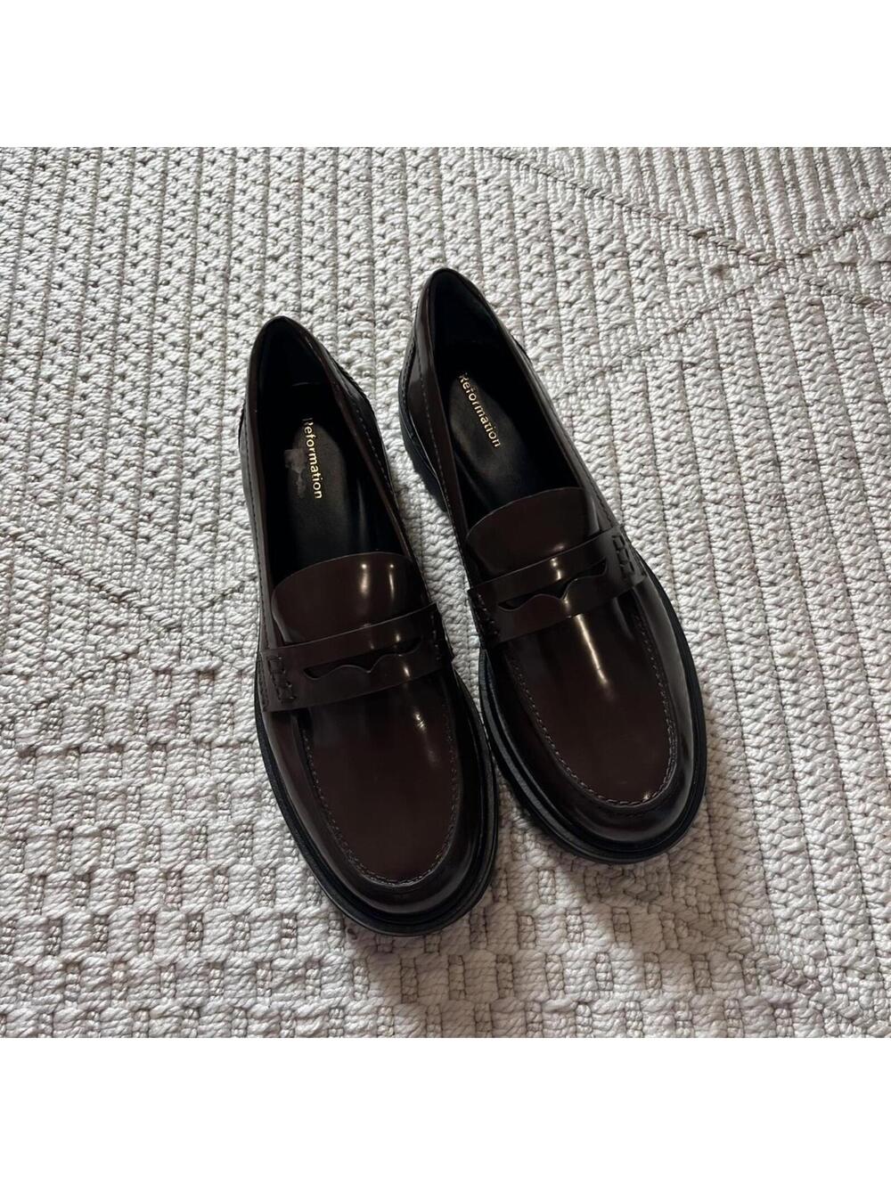 Reformation Agathea Chunky Loafers in Espresso Leather - Picture 5 of 8